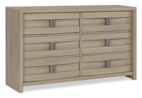  Commode de chambre à coucher Rocco de 62 po (L) x 37 po (H) à 6 tiroirs - brun clair 