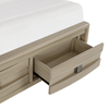 Rocco Storage Bed with 2 Built-In Footboard Drawers & LED Lit Headboard, Light Brown - King Size | Lit de rangement Rocco avec 2 tiroirs de pied de lit intégrés et tête de lit illuminée à DEL, brun clair - format très grand lit