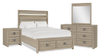 Rocco 6pc Bedroom Set, LED Storage Bed, Dresser, Mirror & Nightstand, Light Brown - Queen Size | Ensemble de chambre à coucher Rocco 6 pièces avec lit de rangement illuminé à DEL, commode, miroir et table de nuit, brun clair - format grand lit