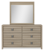 Rocco 6pc Bedroom Set, LED Storage Bed, Dresser, Mirror & Nightstand, Light Brown - Queen Size | Ensemble de chambre à coucher Rocco 6 pièces avec lit de rangement illuminé à DEL, commode, miroir et table de nuit, brun clair - format grand lit