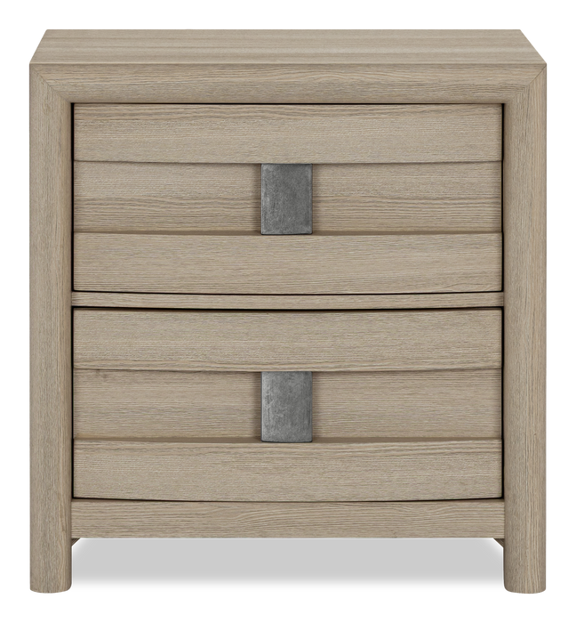 Ensemble de chambre à coucher Rocco 6 pièces avec lit de rangement illuminé à DEL, commode, miroir et table de nuit, brun clair - format grand lit