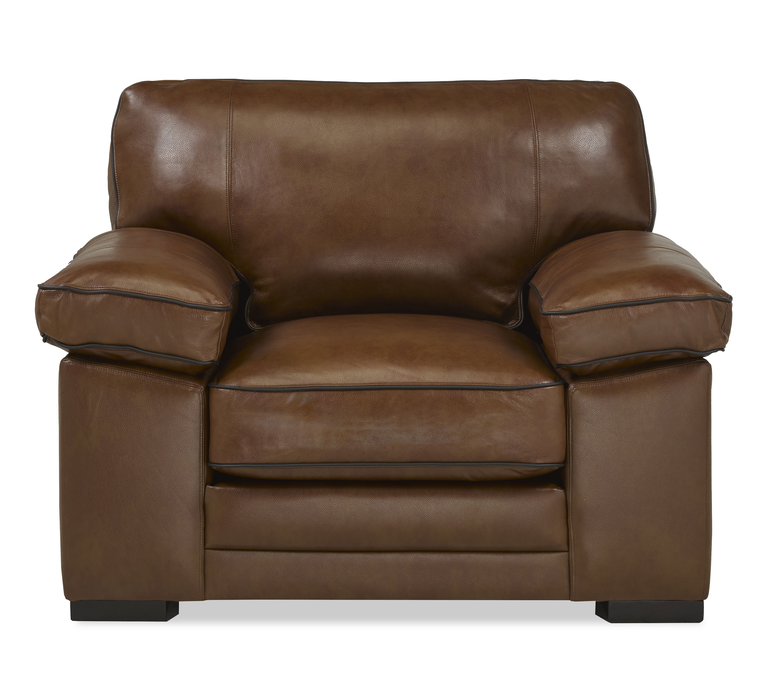 Fauteuil Rodeo de 46 po en cuir véritable de qualité supérieure avec coussins amovibles - marron 