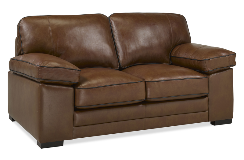 Causeuse Rodeo de 67 po en cuir véritable de qualité supérieure avec coussins amovibles - marron