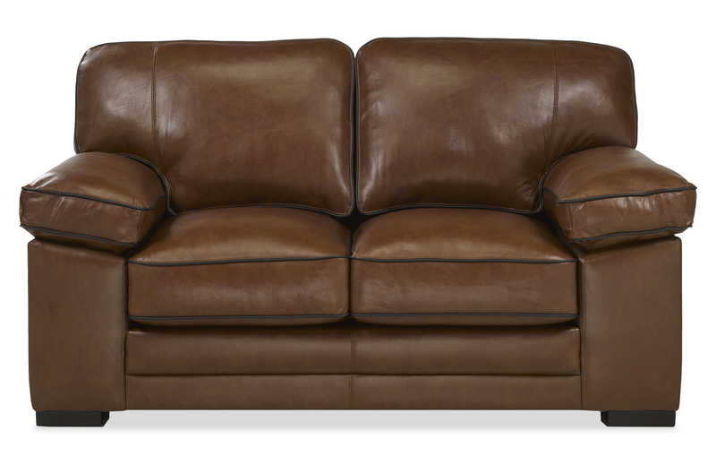 Causeuse Rodeo de 67 po en cuir véritable de qualité supérieure avec coussins amovibles - marron
