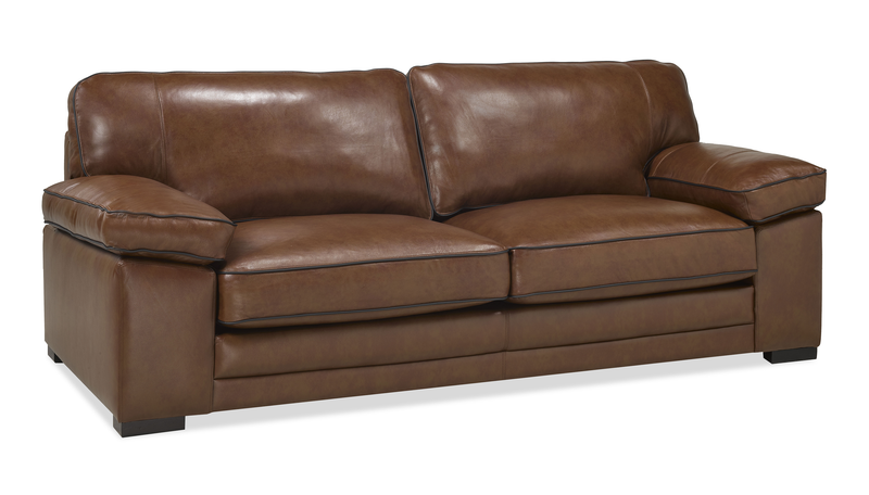 Sofa Rodeo de 91 po en cuir véritable de qualité supérieure avec coussins amovibles - marron