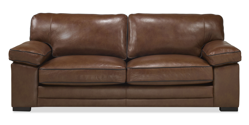 Sofa Rodeo de 91 po en cuir véritable de qualité supérieure avec coussins amovibles - marron
