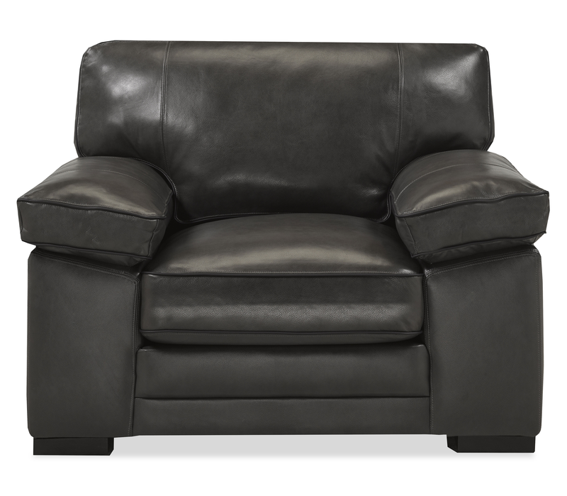 Fauteuil Rodeo de 46 po en cuir véritable de qualité supérieure avec coussins amovibles - anthracite
