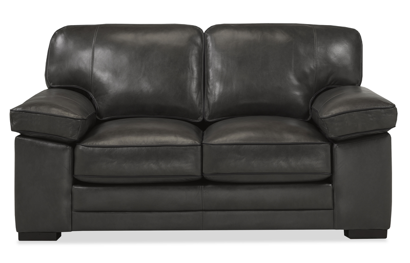 Causeuse Rodeo de 67 po en cuir véritable de qualité supérieure avec coussins amovibles - anthracite