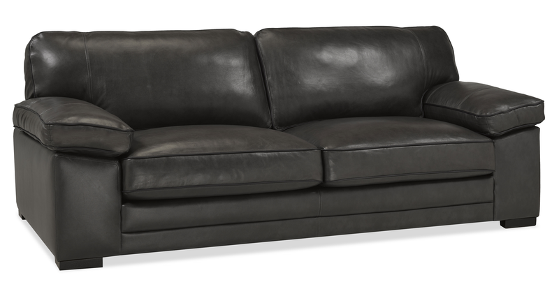 Sofa Rodeo de 91 po en cuir véritable de qualité supérieure avec coussins amovibles - anthracite