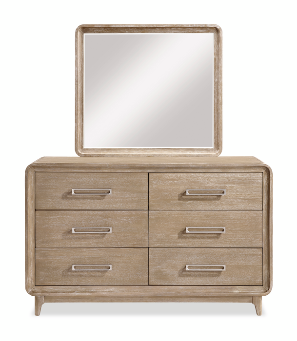 Miroir de commode de chambre à coucher Sasha - brun chêne naturel