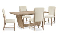 Ensemble de salle à manger Austin 5 pièces avec table, rallonge de 82 po à 94 po (L) et 4 chaises - taupe et brun chêne naturel