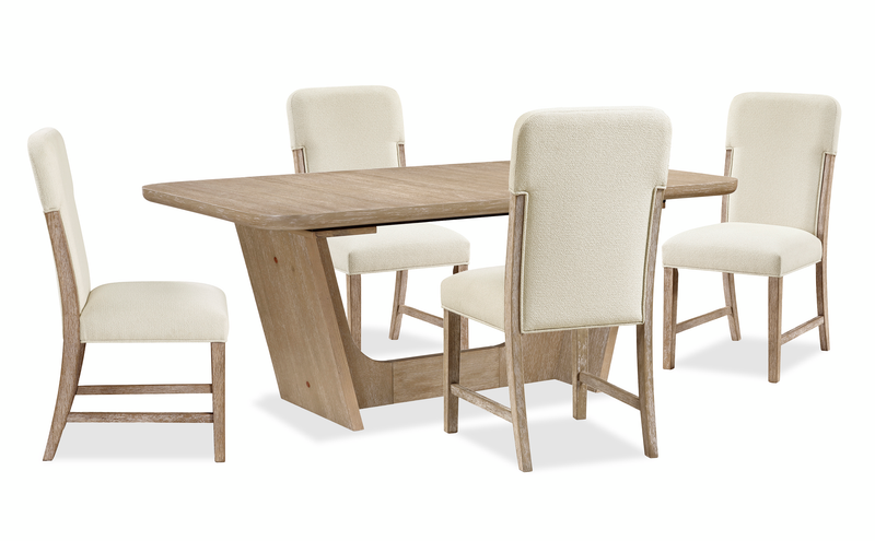 Ensemble de salle à manger Austin 5 pièces avec table, rallonge de 82 po à 94 po (L) et 4 chaises - taupe et brun chêne naturel