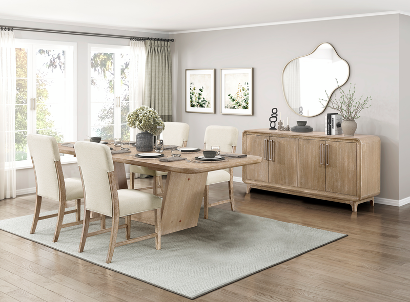 Ensemble de salle à manger Austin 5 pièces avec table, rallonge de 82 po à 94 po (L) et 4 chaises - taupe et brun chêne naturel