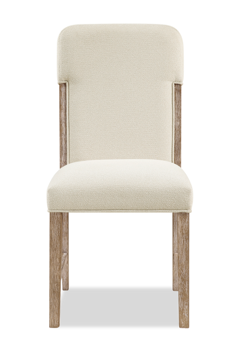 Chaise de salle à manger Sasha en tissu de chenille - taupe et brun chêne naturel