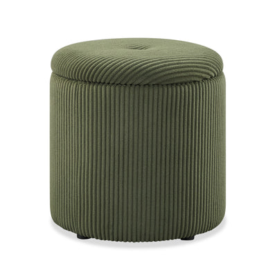 Saskatoon 17" Round Corduroy Storage Ottoman - Green | Pouf de rangement rond Saskatoon de 17 po en velours côtelé - vert
