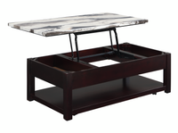 Table à café traditionnelle Sicily de 48 po avec dessus relevable et tablette et roulettes - Espresso foncé