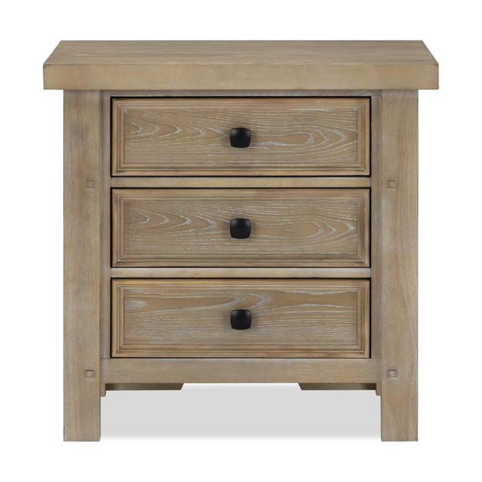 Ensemble de chambre à coucher Sonoma 6 pièces avec lit de rangement, commode, miroir et table de nuit, brun clair - format grand lit