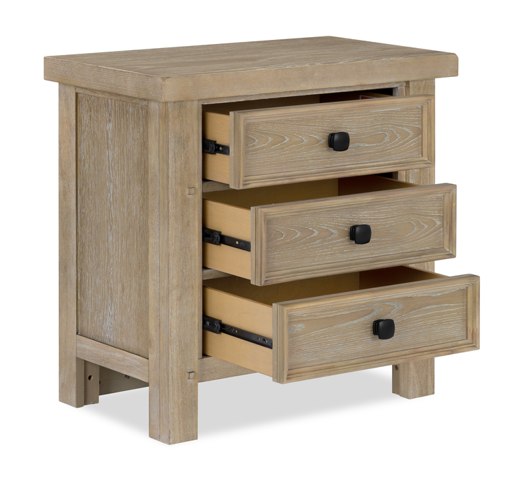 Table de nuit Sonoma de 28 po (L) x 28 po (H) à 3 tiroirs - brun clair