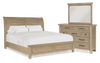 Ensemble de chambre à coucher Sonoma 5 pièces avec lit, commode et miroir, brun clair - format très grand lit