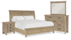 Ensemble de chambre à coucher Sonoma 6 pièces avec lit, commode, miroir et table de nuit, brun clair - format très grand lit