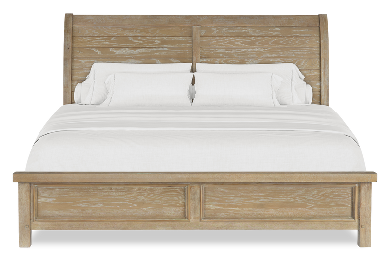 Ensemble de chambre à coucher Sonoma 6 pièces avec lit, commode, miroir et table de nuit, brun clair - format très grand lit