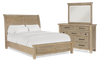Ensemble de chambre à coucher Sonoma 5 pièces avec lit, commode et miroir, brun clair - format grand lit