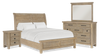 Ensemble de chambre à coucher Sonoma 6 pièces avec lit, commode, miroir et table de nuit, brun clair - format grand lit