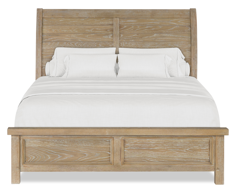 Ensemble de chambre à coucher Sonoma 6 pièces avec lit, commode, miroir et table de nuit, brun clair - format grand lit