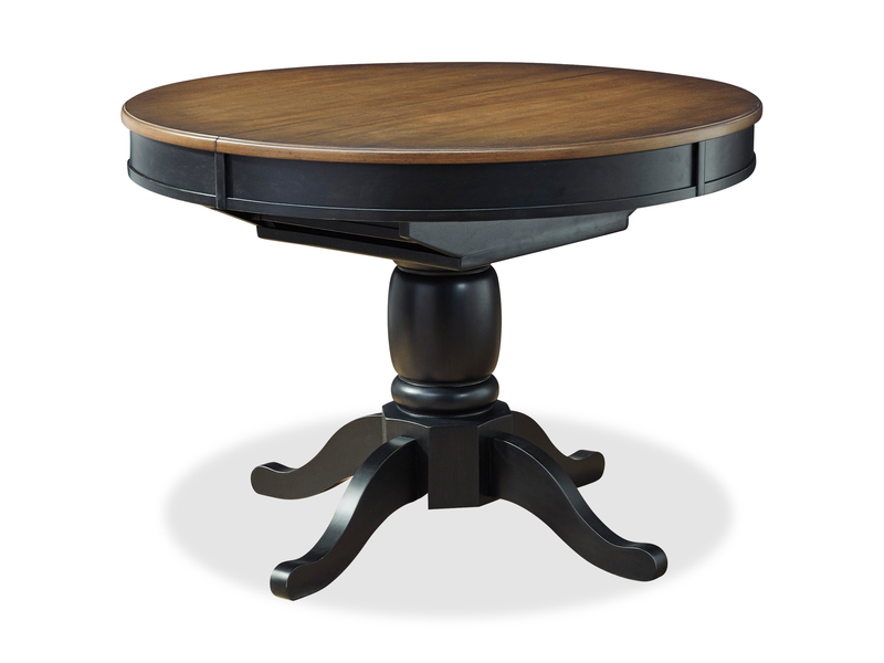 Table de salle à manger ronde Stella de 42 po à 57 po (L) avec rallonge papillon - noire et brune
