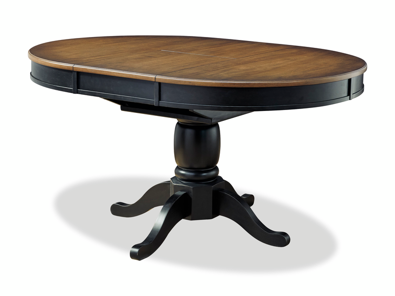 Table de salle à manger ronde Stella de 42 po à 57 po (L) avec rallonge papillon - noire et brune