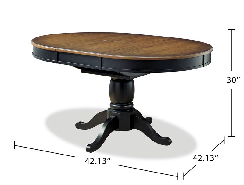 Table de salle à manger ronde Stella de 42 po à 57 po (L) avec rallonge papillon - noire et brune
