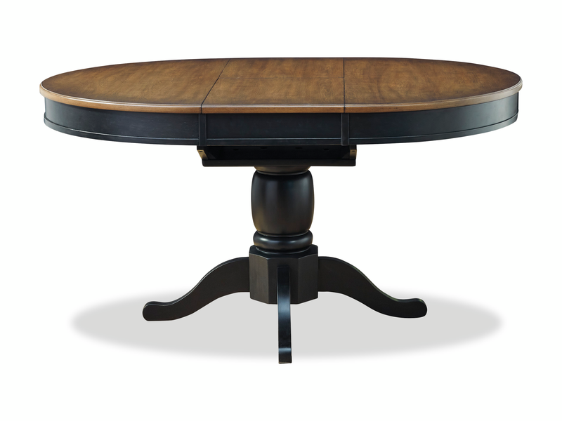 Table de salle à manger ronde Stella de 42 po à 57 po (L) avec rallonge papillon - noire et brune