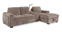  Sofa-lit sectionnel de droite Sunset en tissu d’apparence lin avec ports USB - taupe