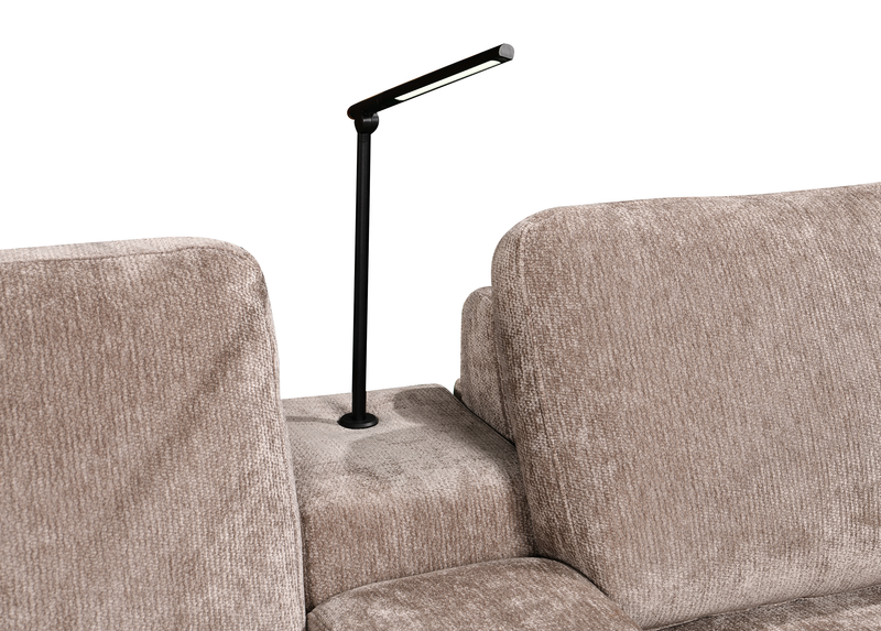 Sofa-lit sectionnel de droite Sunset en tissu d’apparence lin avec ports USB - taupe