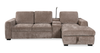 Sunset Linen-Look Fabric Right-Facing Sleeper Sectional with Storage and Built-In LED Lighting – Taupe | Sofa-lit sectionnel de droite Sunset en tissu d’apparence lin avec ports USB - taupe