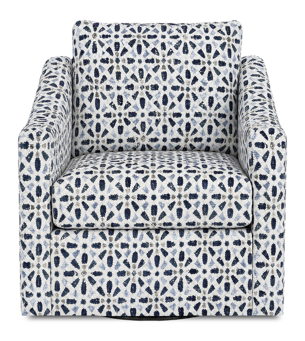 Fauteuil d’appoint pivotant personnalisable de Sofa Lab de 32 po fabriqué au Canada en tissu - tissu décoratif Indigo