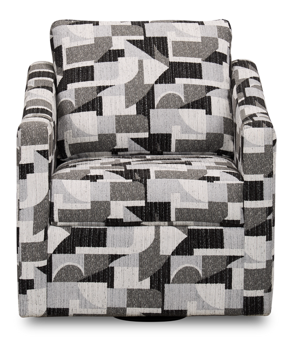 Fauteuil d’appoint pivotant personnalisable de Sofa Lab de 32 po fabriqué au Canada en tissu - tissu décoratif Onyx