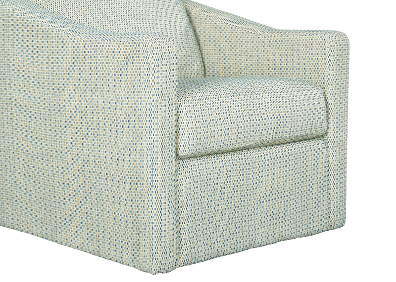 Fauteuil d’appoint pivotant personnalisable de Sofa Lab de 32 po fabriqué au Canada en tissu - tissu décoratif Peacock
