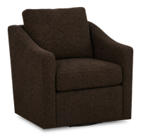 Fauteuil d’appoint pivotant personnalisable de Sofa Lab de 32 po fabriqué au Canada en tissu - Teddy Walnut