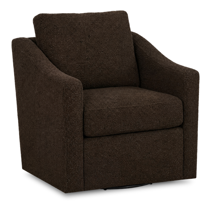 Fauteuil d’appoint pivotant personnalisable de Sofa Lab de 32 po fabriqué au Canada en tissu - Teddy Walnut