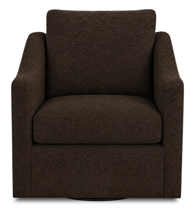 Fauteuil d’appoint pivotant personnalisable de Sofa Lab de 32 po fabriqué au Canada en tissu - Teddy Walnut
