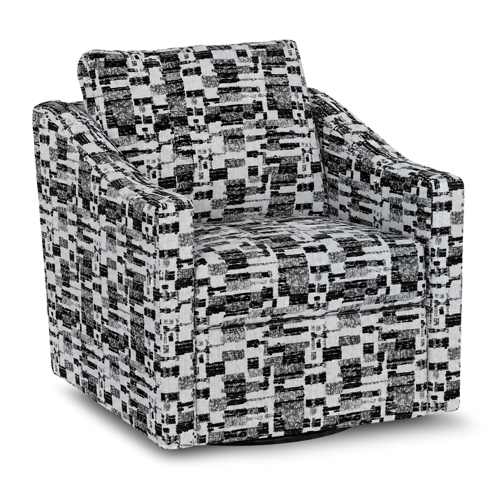 Fauteuil d’appoint pivotant personnalisable de Sofa Lab de 32 po fabriqué au Canada en tissu - tissu décoratif Noir