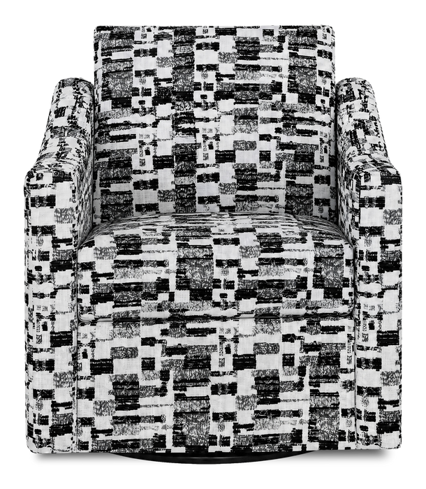 Fauteuil d’appoint pivotant personnalisable de Sofa Lab de 32 po fabriqué au Canada en tissu - tissu décoratif Noir