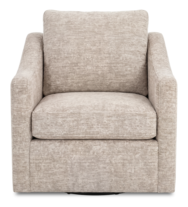 Fauteuil d’appoint pivotant personnalisable de Sofa Lab de 32 po fabriqué au Canada en tissu - Plush Parchment
