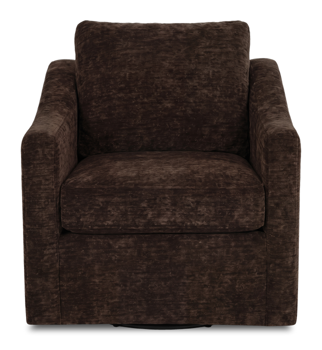Fauteuil d’appoint pivotant personnalisable de Sofa Lab de 32 po fabriqué au Canada en tissu - Plush Chocolate