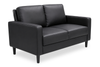 Sydney 54” Sofa Leather-Look Fabric Loveseat with Removable Back Cushions - Black | Causeuse Sydney de 54 po en tissu d’apparence cuir avec coussins de dossier amovibles - noire