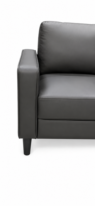 Causeuse Sydney de 54 po en tissu d’apparence cuir avec coussins de dossier amovibles - noire