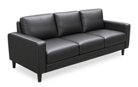 Sofa Sydney de 77 po en tissu d’apparence cuir avec coussins de dossier amovibles - noir
