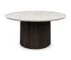 Table à café ronde moderne Sylvie de 38 po avec dessus en imitation de marbre - brun foncé 