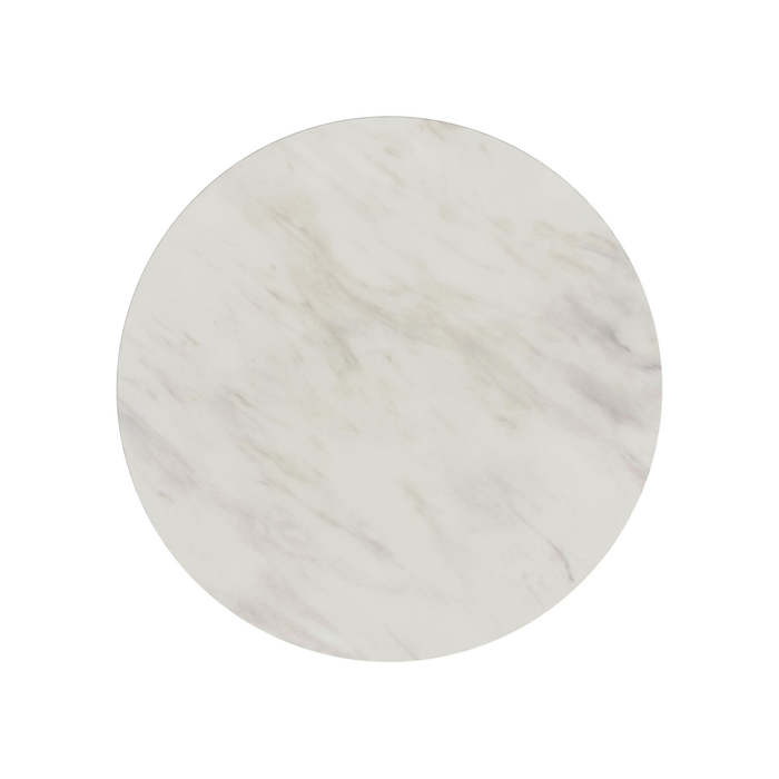 Table à café ronde moderne Sylvie de 38 po avec dessus en imitation de marbre - brun foncé 